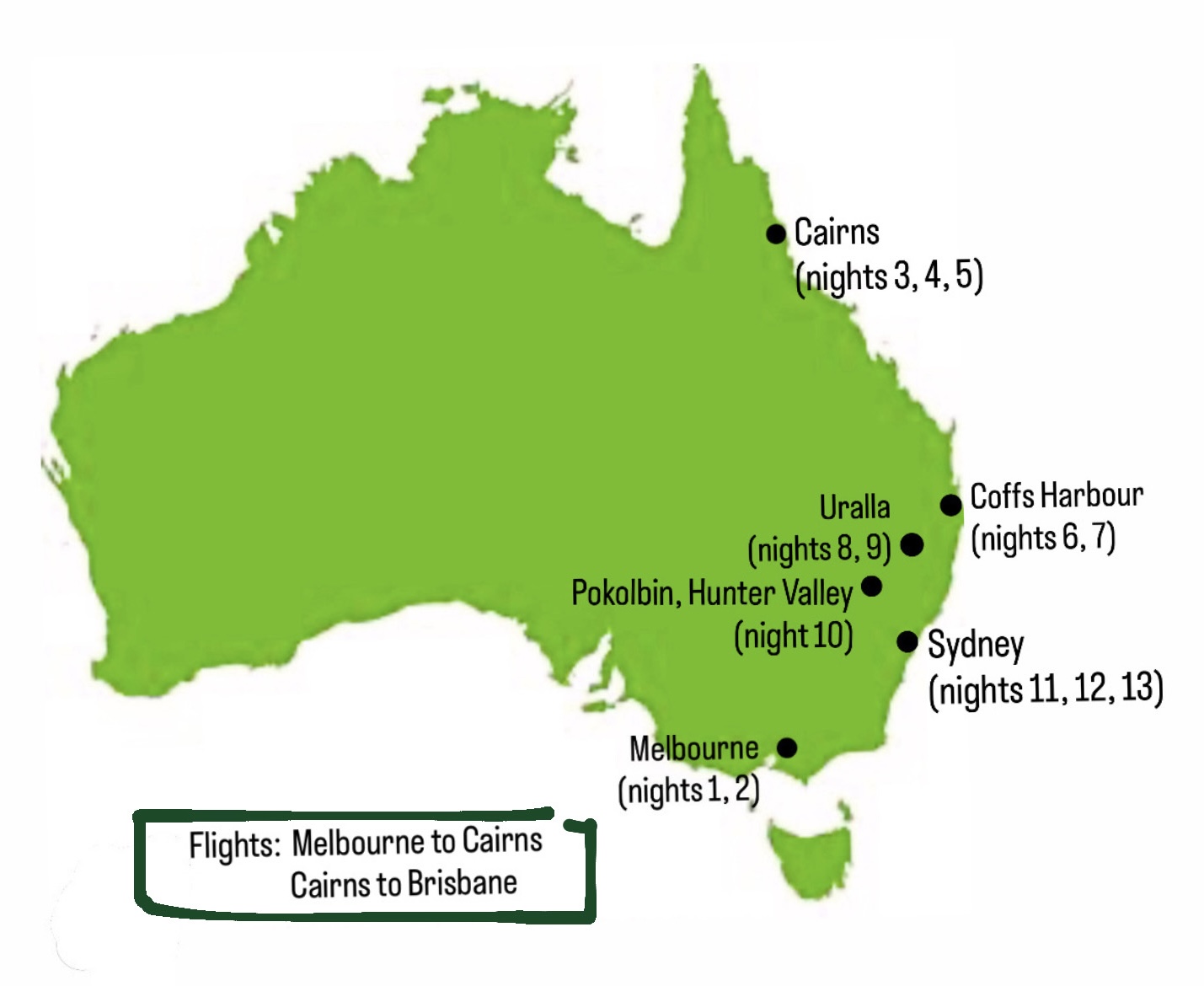 Australia tour map